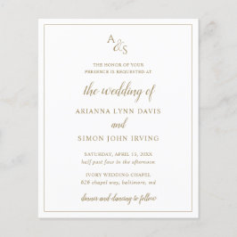 Lámina Invitación de boda clásica con monograma dorado ec