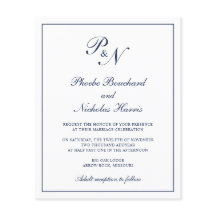 Invitación de boda clásica elegante azul marino pr