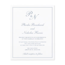 Invitación de boda clásica elegante azul polvorien