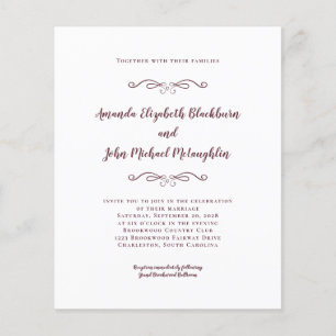 Lámina Invitación de Boda Clásica Elegante Burgundy Presu