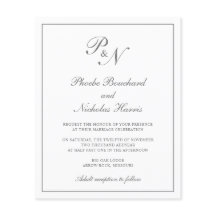 Invitación de boda clásica elegante gris presupues