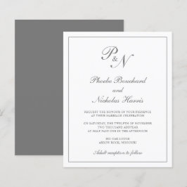Lámina Invitación de boda clásica elegante gris presupues
