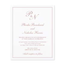 Invitación de boda clásica elegante rosa presupues