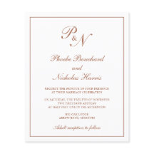 Invitación de boda clásica elegante y económica de