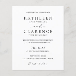 Lámina Invitación de boda clásica en blanco y negro con p