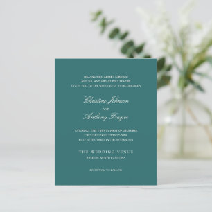 Lámina Invitación de boda clásica en verde azulado con di