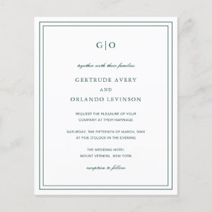 Lámina Invitación de boda clásica esmeralda verde presupu