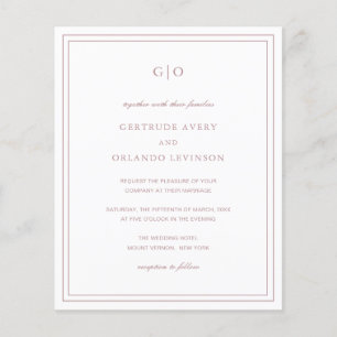 Lámina Invitación de boda clásica rosa elegante y económi