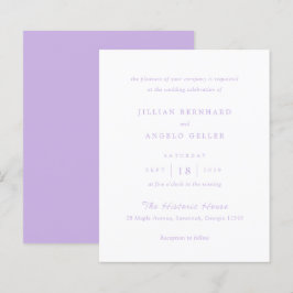 Lámina Invitación de boda clásica y atemporal de lila con