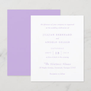 Lámina Invitación de boda clásica y atemporal de lila con