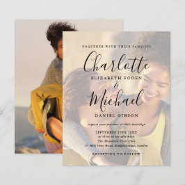 Lámina Invitación de boda con 2 fotos con guión negro eco