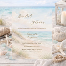 Invitación de boda con acuarela de playa costera