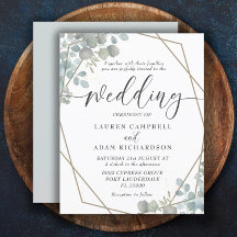 Invitación de boda con acuarela de vegetación econ