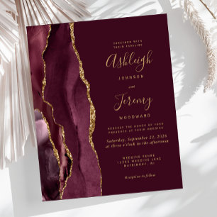 Lámina Invitación de boda con ágata de presupuesto rojo b