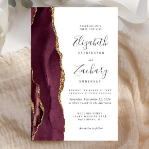 Lámina Invitación de Boda con Ágata Dorada de Borgoña Eco