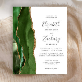 Lámina Invitación de Boda con Ágata Verde y Dorada para C
