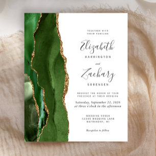 Lámina Invitación de Boda con Ágata Verde y Dorada para C