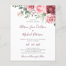 Lámina Invitación de boda con aquarela floral rústica eco