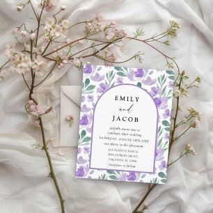 Lámina Invitación de boda con arco floral púrpura económi