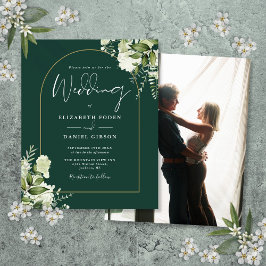 Lámina Invitación de boda con arco floral verde presupues