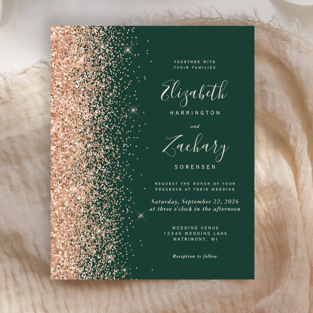 Lámina Invitación de Boda con Brillo de Durazno Verde Esm (Subido por el creador)