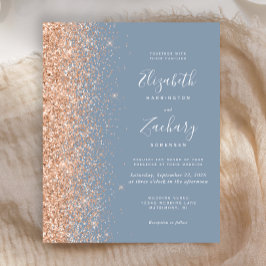 Lámina Invitación de boda con brillo de melocotón azul po