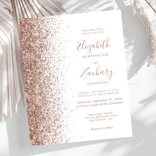 Lámina Invitación de boda con brillo de oro rosa blanco p