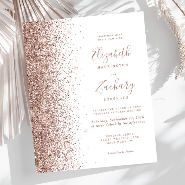 Lámina Invitación de boda con brillo de oro rosa blanco p (Subido por el creador)