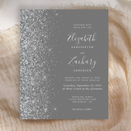 Lámina Invitación de boda con brillo gris presupuesto