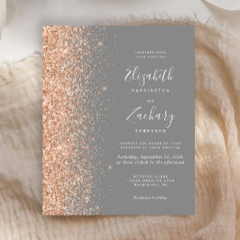 Lámina Invitación de boda con brillo gris presupuesto mel