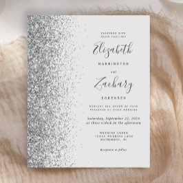 Lámina Invitación de boda con brillo plateado gris pálido