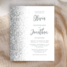 Lámina Invitación de boda con brillo plateado y guión bla