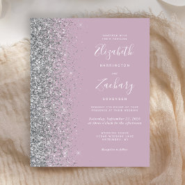 Lámina Invitación de boda con brillo plateado y morado po