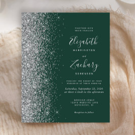 Lámina Invitación de Boda con Brillo Plateado y Verde Esm
