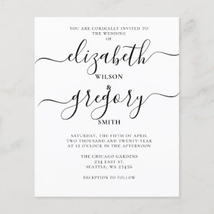 Lámina Invitación de boda con caligrafía blanca económica