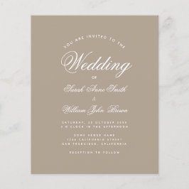 Lámina Invitación de boda con caligrafía simple y presupu