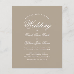 Lámina Invitación de boda con caligrafía simple y presupu