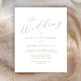 Lámina Invitación de boda con caligrafía verde esmeralda 