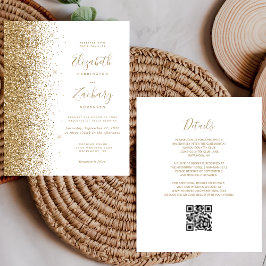 Lámina Invitación de boda con código QR blanco con brillo