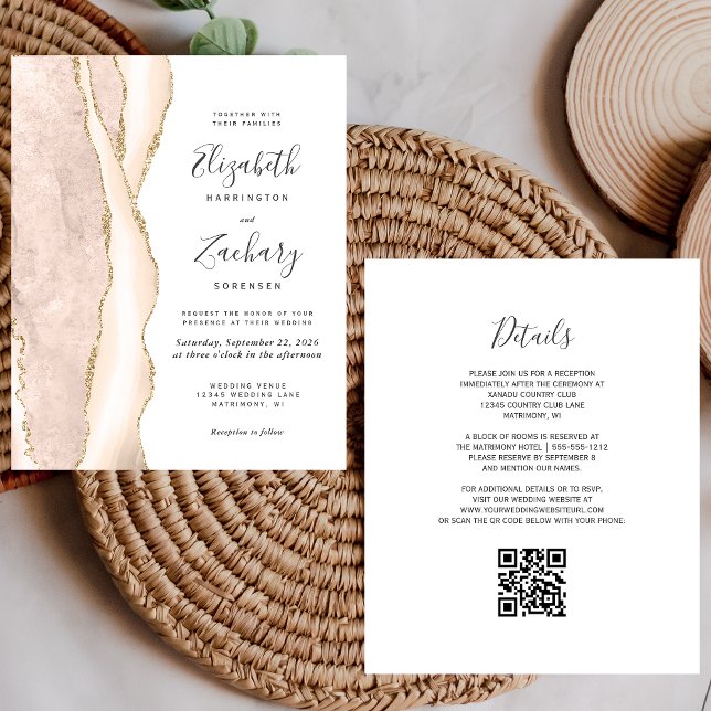 Lámina Invitación de Boda con Código QR de Ágata Marfil D (Subido por el creador)