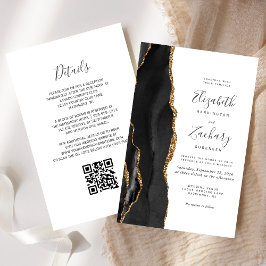 Lámina Invitación de boda con código QR de ágata negra do