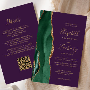 Lámina Invitación de boda con código QR de ágata verde es