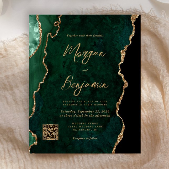 Lámina Invitación de Boda con Código QR de Ágata Verde Es (Subido por el creador)