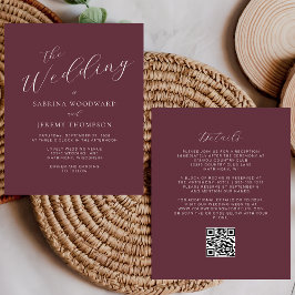 Lámina Invitación de boda con código QR de caligrafía de