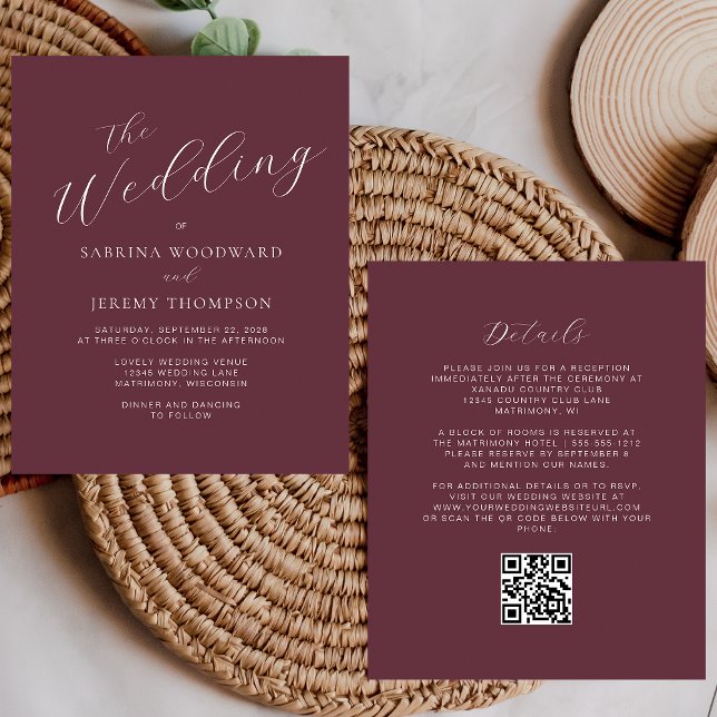 Lámina Invitación de boda con código QR de caligrafía de  (Subido por el creador)
