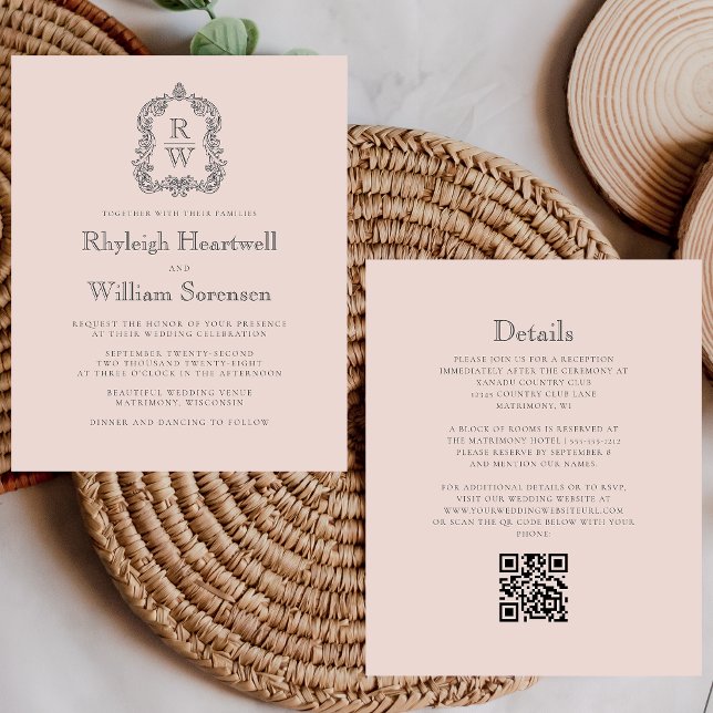 Lámina Invitación de boda con código QR de cresta de mono (Subido por el creador)