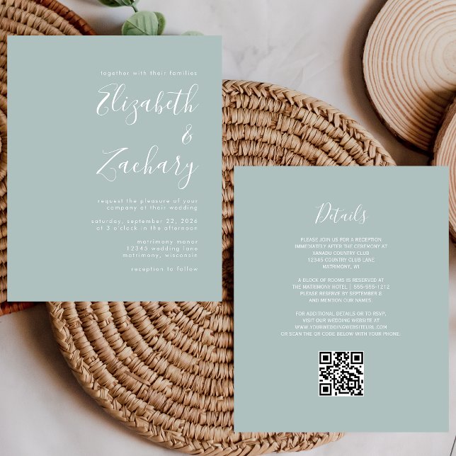 Lámina Invitación de boda con código QR de cristal de mar (Subido por el creador)