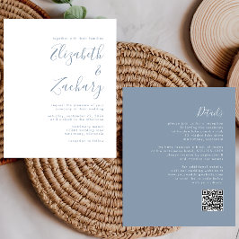 Lámina Invitación de boda con código QR de guión azul pol