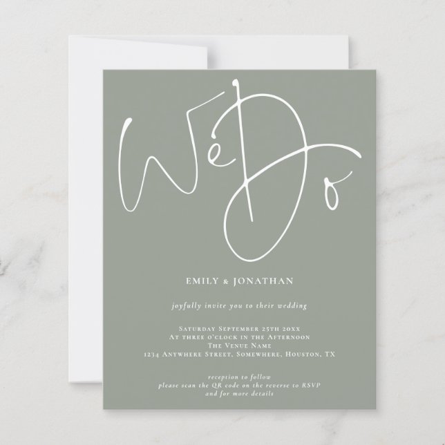 Lámina Invitación de boda con código QR de guión Presupue (Anverso)