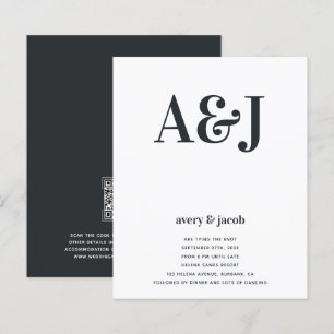 Lámina Invitación de boda con código QR de monograma de p